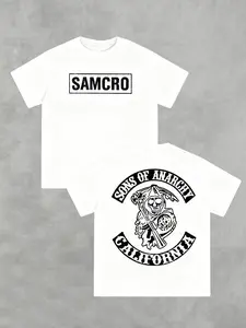 Samcro Graphic Short Sleeve T-Shirt, Unisex Fitted Crew Neck, Soft Cotton Material, Casual Style for All Seasons