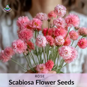 Pink Scabiosa Pincushion Flower seeds, 15 & 25 seed packets - A very sweet filler flower that dries nicely - Perennial (keeps growing every year)