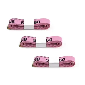 Pink Tape Measure, Measuring Tape for Body Measurements Fabric Soft Cloth Sewing Tailor Waist Flexible Weight Loss Vinyl Home Craft Fashion Double Scale Ruler, 60 inch, 3 Pack