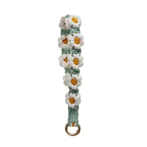 Handmade Boho Macrame Keychain Wristlet – Cotton Key Holder Strap for Women