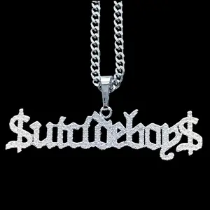 Iced Out $uicideboy$ Necklace 2" Cubic Zirconia Pendant Silver Plated Brass G59 Pendant with Choice of Chain High GREY59 Suicideboys Quality Jewelry Free Gift Included