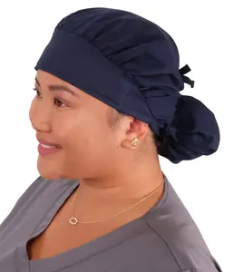 Banded Bouffant Ponytail Scrub Cap - Solid Navy Blue