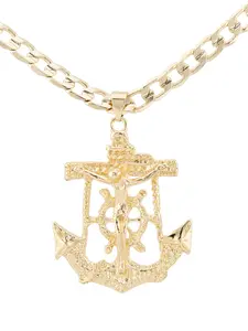 New anchor pendant with Christ in gold plated, includes 20 inch or 24 inch rope or cuban style chain necklace