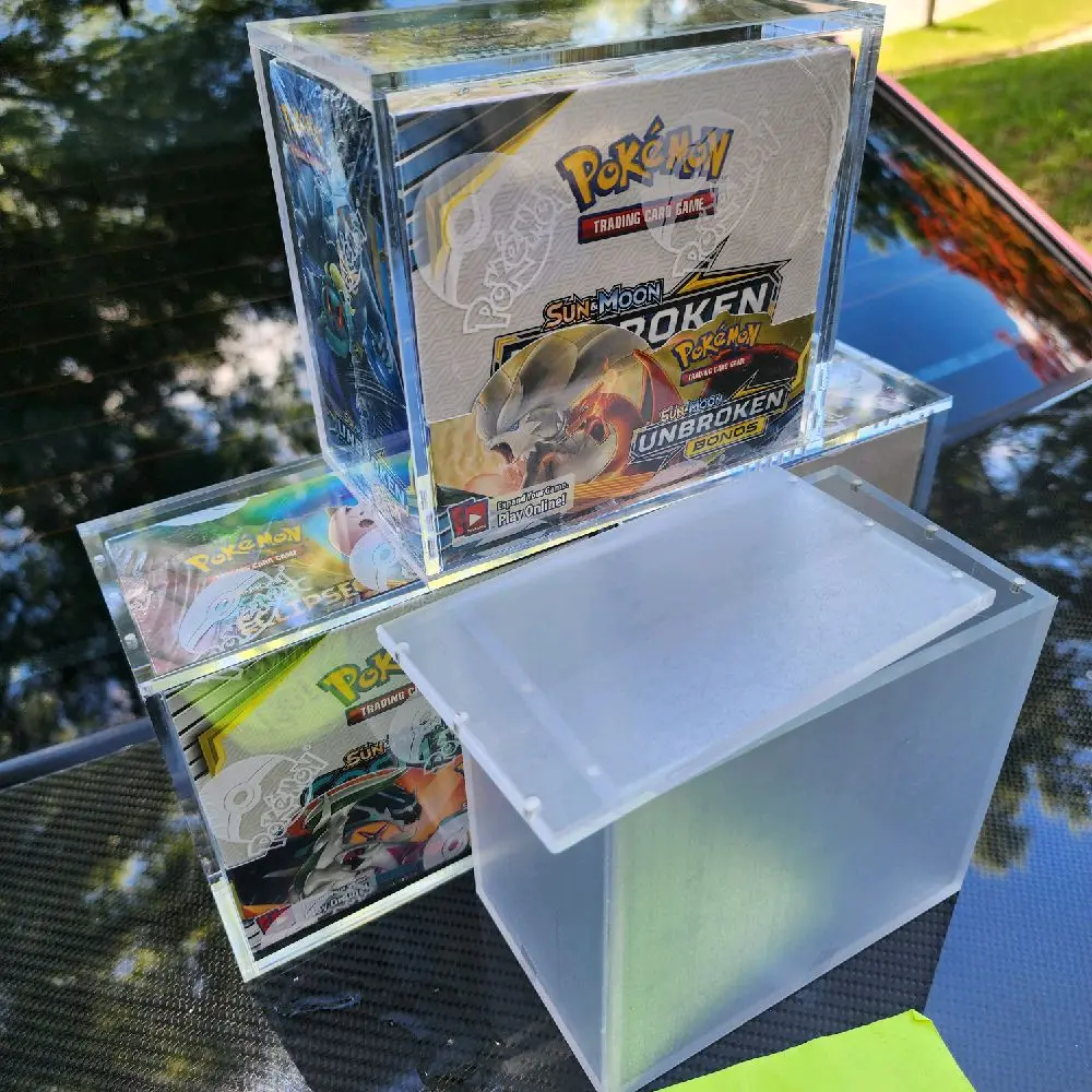 Acrylic cases for Pokemon Booster Box with UV protection and secure magnetic lid