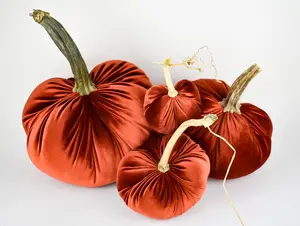 Velvet Pumpkin Rust with Real Stem, Fall Decor,Sold Individually