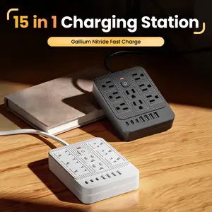 15-in-1 Power Strip with Switch & Surge ProtectionMultifunctional Power Strip with 8AC Outlets 4 USB & 3Type-C USB Ports Socket for Office Home and Travel WallOutlet Extender Power Socket Expander