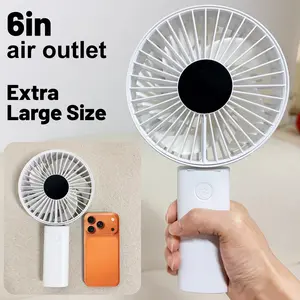 2026 New 6-inch Large Blade Handheld Fan: 5000 RPM, 100-speed adjustment, smart display, foldable, 4000mAh rechargeable battery for extended battery life.