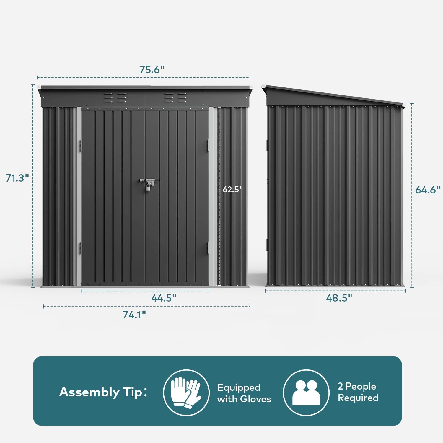 Gizoon 6' x 4' Outdoor Storage Shed with Double Lockable Doors, Anti-Corrosion Metal Garden Shed, Waterproof Shed Outdoor Storage Clearance for Backyard Patio Lawn-Dark Gray Drawers Adjustable Gizoon 6' x 4' Outdoor Storage Shed with Double Lockable Doors, Anti-Corrosion Metal Garden Shed, Waterproof Shed Outdoor Storage Clearance for Backyard Patio Lawn-Dark Gray Drawers Adjustable