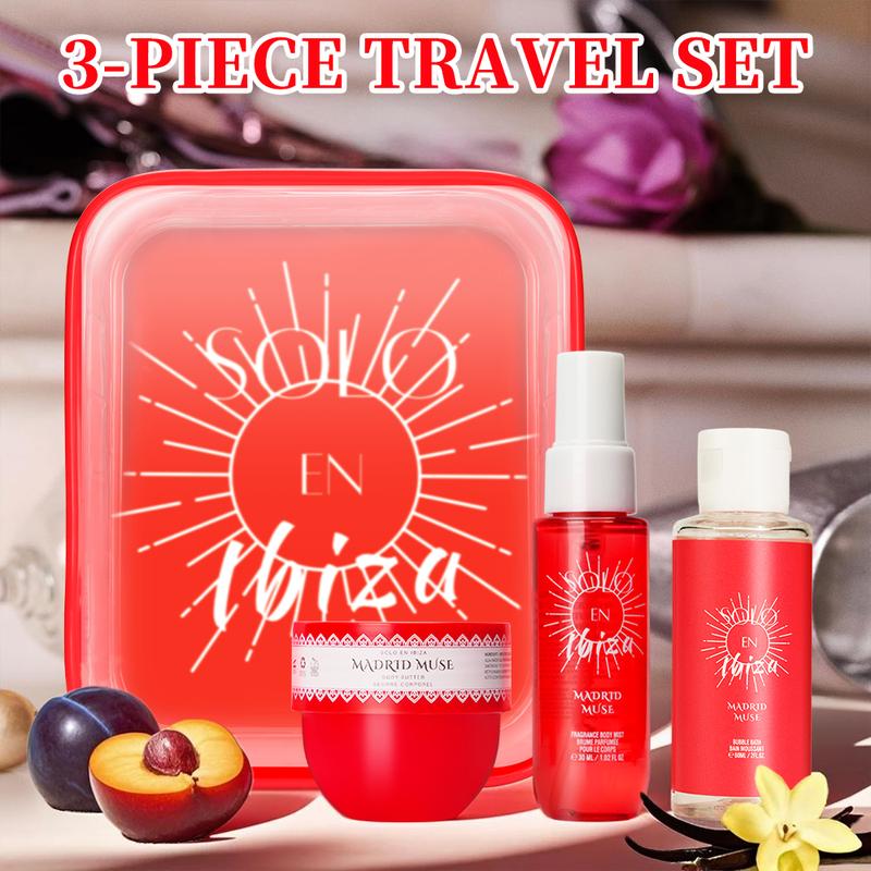 SOLO EN IBIZA Women's 3-Piece Gift Baskets - 1.76 fl. oz Body Butter, 2. oz Bubble Bath, 1.02 fl. oz Body Mist, Long-Lasting Moisture & Fragrance