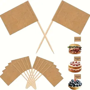 Blank Kraft Paper Toothpick Flags Labels, Cheese & Dessert Markers, Cake Topper Decor, Cake Decorating Supplies, Party Accessories, Table Setting, Restaurant, Hotel, Wedding, Decorations Supplies