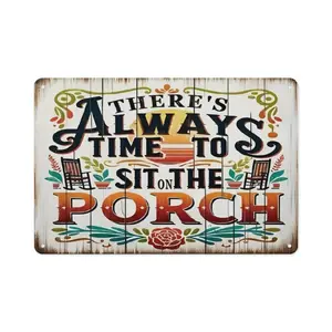 8x12 Inch Retro Porch Quote Metal Wall Art, Durable Aluminum Tin Sign, Rustic Farmhouse Porch Decor for Front Door Patio Garden Home Wall Hanging
