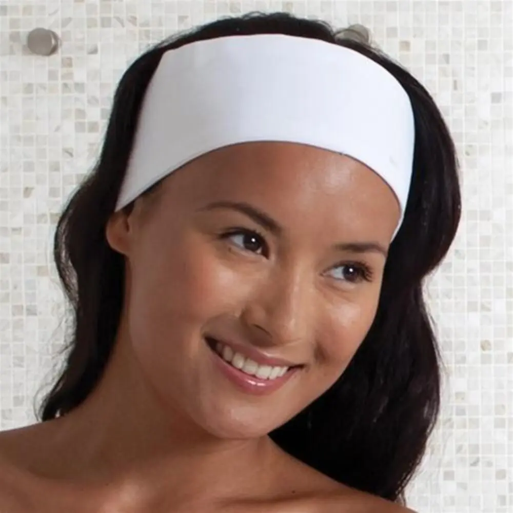 Boca Terry Microfiber Headband with Velcro Closure - White Blend - 3 Pack - One Size Fits Most - Spa Essential for Wet Hair Management