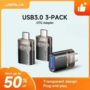 JSAUX  USB C Male to USB Female OTG Adapter 3.0 [3 Pack], Compatible with MacBook, iPhone, Samsung Galaxy, All USB C Smartphone Cellphone-Black