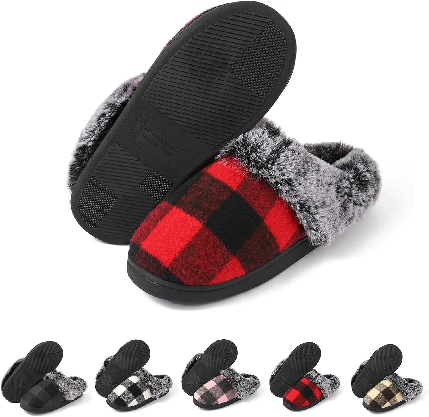 Couples Plush Slippers for Men & Women - Winter Warm Fuzzy House Shoes with Thick Sole, Soft Comfortable Indoor Slippers, Matching Home Footwear