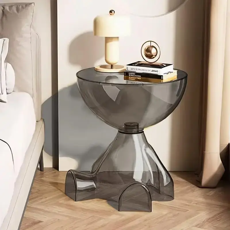 Transparent Bear Table Creative Bear Design Plastic Round Top Coffee Table For Living Room Modern Style