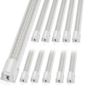 VEVOR 10 Pack LED Shop Light, 8 FT, 80W Linkable Shop Light Fixture, 10000 LM Ceiling Lights 59 in Power Cords with ON/OFF Switch 48 in Connector Cables, for Garage Warehouse Home Workkshop and Office