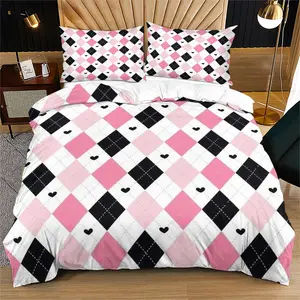 Design Plaid Pattern Bedding Set, Plaid Patchwork, Soft Comfortable Durable, Includes 1 Fitted Sheet and 1 or 2 Pillowcases, Kids and Teens Bedroom Decor Gift