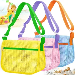 3Pcs Mesh Beach Bags for Sand Toys - Seashell Collecting Bags with Adjustable Straps, Beach Toy Organizer & Shell Pouch for Boys Girls, Summer Beach Essentials - Home Improvement.