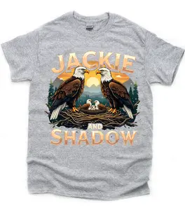 Big Bear's Eagles Social Club Tee, Jackie and Shadow Shirt, Wildlife Lover Gift, Bald Eagle Graphic T-Shirt for Nature Enthusiasts.