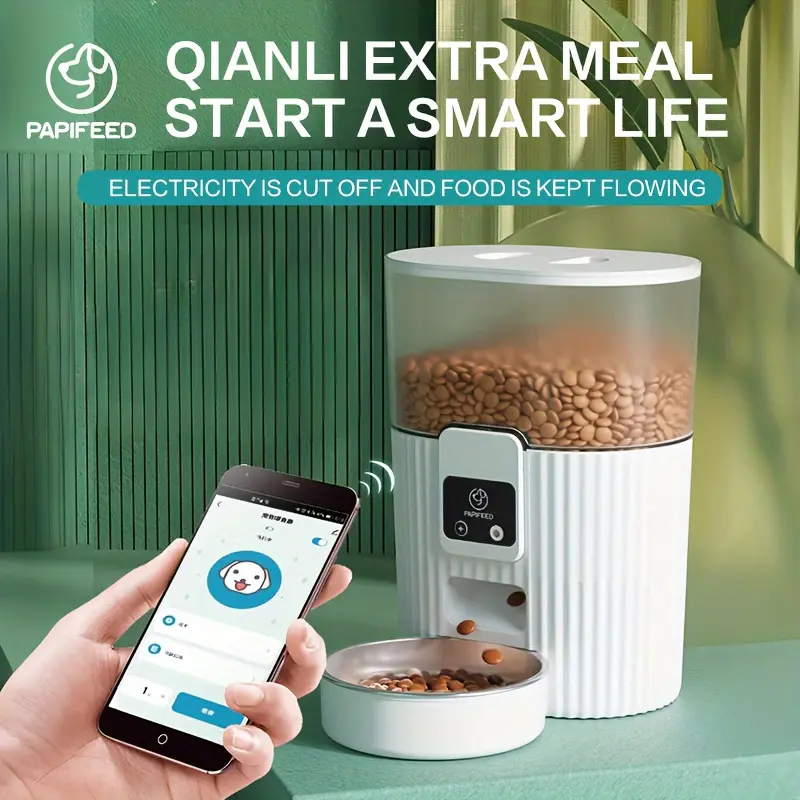 Wi-Fi Remote Automatic Pet Feeder - PAPIFEED Intelligent Cat and Dog Food Dispenser with Scheduled Feeding