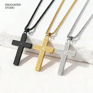 Titanium steel Cross Necklace for Men Religious Christian Faith jewelry Gift Easter Bonus Birthday Present Unisex