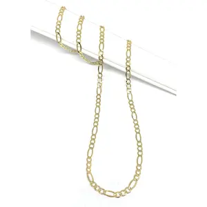 10k Solid Gold Figaro Chain 18-26 inches 3.5mm (Semi-Hollow Style)