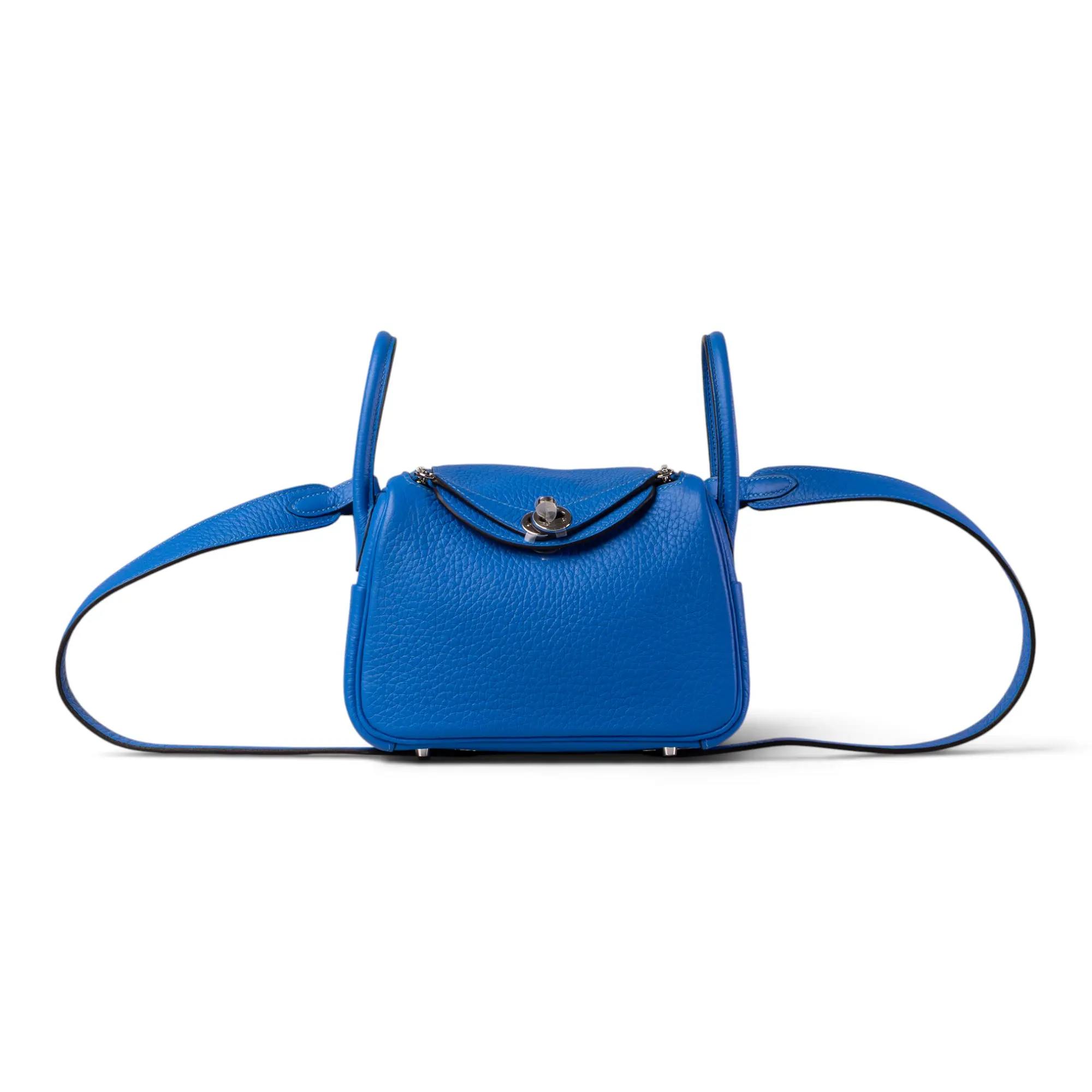 Pre-owned HERMÈS leather Crossbody Bags Mini Lindy II Blue Hydra Clemence H26054310