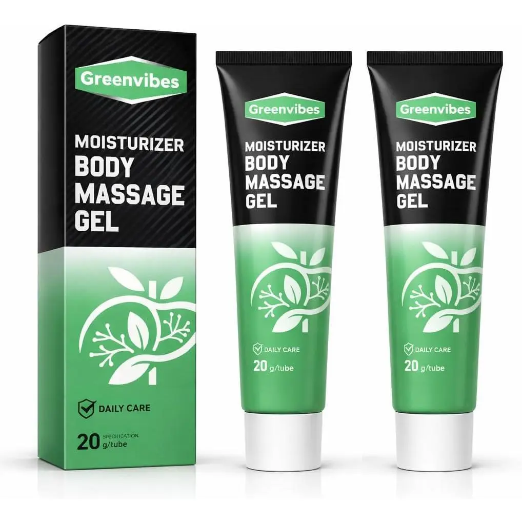 Greenvibes Moisturizer Body Massage Gel, Soothing Cooling Gel Fast-Absorbing Herbal Blend with Poria Cocos, 20g/0.7oz (PC, 2)