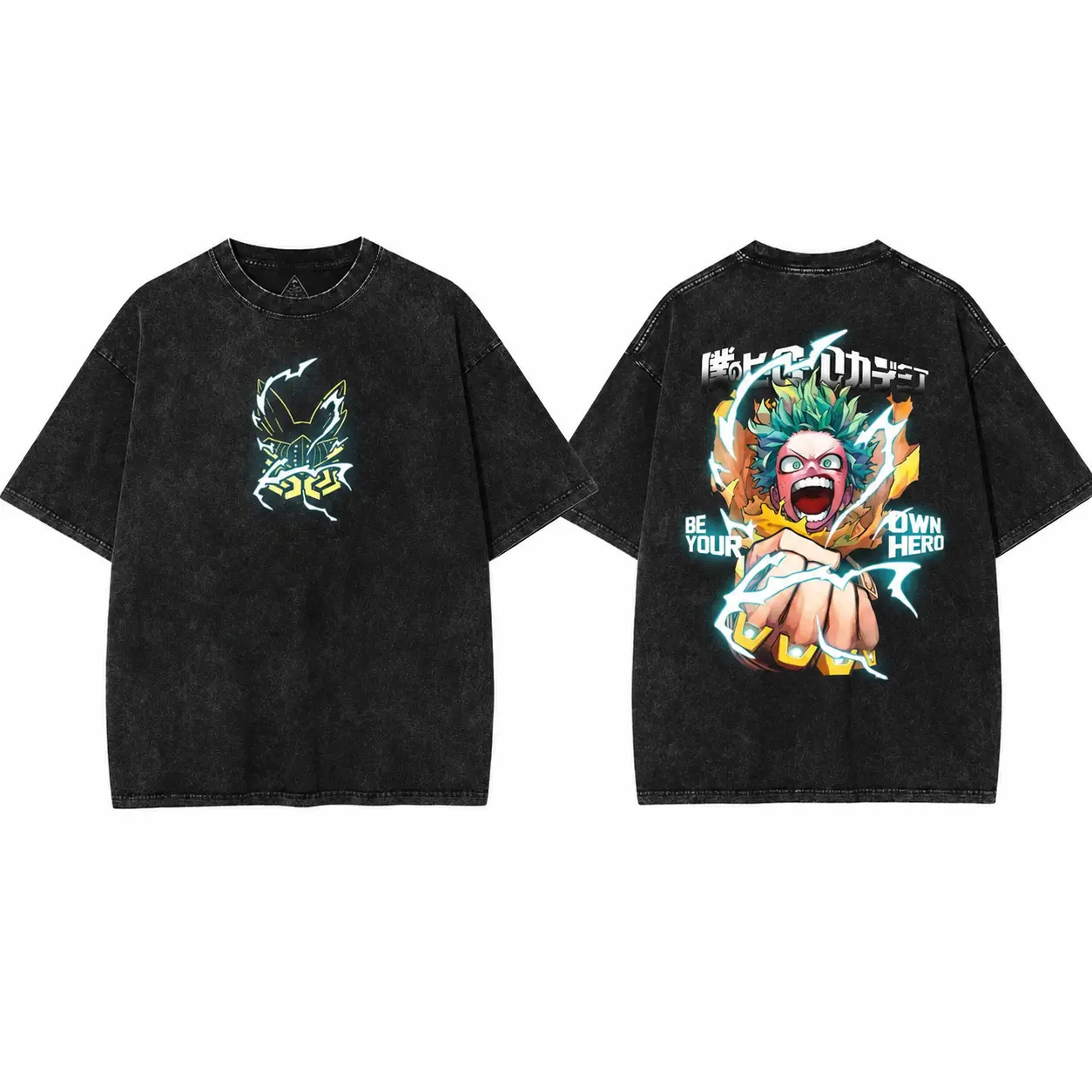Men's Short-Sleeve Deku MHA Graphic Tee - Unisex Iconic Hero Design, Soft Cotton Blend, Streetwear Style, Vibrant Print, Summer Outfits for Anime Fans