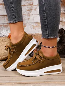 New Lace-Up Thick Sole Casual Shoes, Comfortable Versatile Design, Eye-Catching Style, Perfect for Daily Wear & Outdoor Activities, Sneaker