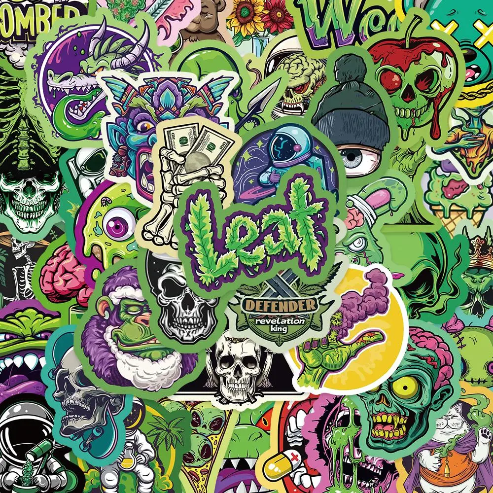 Cartoon Graffiti Sticker, 200pcs/set Creative Cartoon Sticker, Self Adhesive Decorative Sticker for Phone Case, Computer, Guitar, Bag, Water Cup, Scrapbook, Halloween