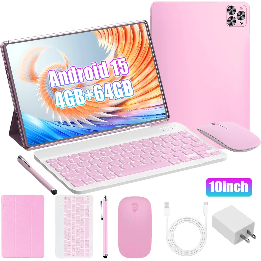 KEPEAK 10.1-in Electronic Android Tablet with Bluetooth Keyboard, Stylus & Protection Case - 4GB RAM, 64GB Storage, Dual SIM, 1280x800 IPS Screen, 5MP+13MP Camera, 5000mAh Charging Battery, Valentine’s Day Gift