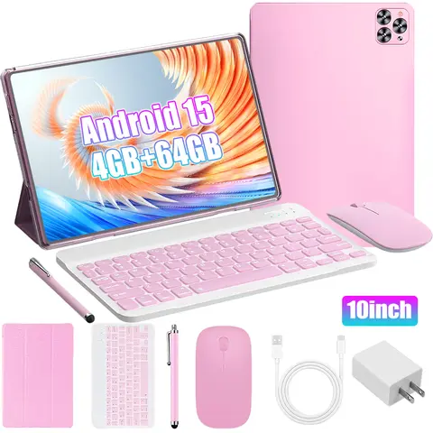 【TechVibes】KEPEAK 10.1-in Android Tablet with Bluetooth Keyboard, Stylus, Protection Case, USB, Wireless, Type-C, 4GB RAM, 64GB Storage, SD Card Support, Dual SIM, 1280x800 IPS Screen, 5MP+13MP Camera, 5000mAh Battery, Valentine’s Day Gift