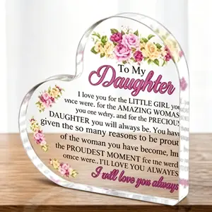 1pc Acrylic Timeless Daughter Love Plaque - "From Little Girl to Amazing Woman, Always My Precious Daughter" with Proud Mom Message - Gift for Daughter from Mother - Perfect for Birthday, Christmas & Generational Love Gifts