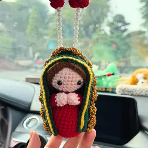 Handmade Virgen de Guadalupe Car Charm - Catholic Rearview Mirror Accessory & Safe Travel Gift Car Decals