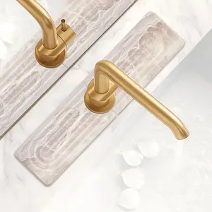 Small Diatomite Kitchen Sink Faucet Mat Water Absorbing Stone Tray Quick Drying Stone Mat for Kitchen Sink Protector Splash Guard Behind Faucet Water Absorbent Mats for Bathroom Counter Decor