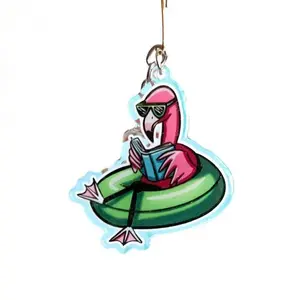 Bookish Flamingo Keychain: Sparkly Acrylic Reader Gift