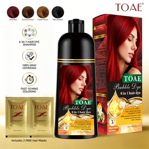 16.9 fl.oz Four Colors Hair Dye Shampoo instant(Wine Red / Natural Black / Golden Brown / Chestnut Brown) , 6 in 1 Multifunctional Hair Color Shampoo, Ammonia-Free & Safe Ingredients