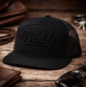 Daddy Embroidered Trucker Hat, Black Mesh Snapback Cap for Men, Dad Hat, Father’s Day Gift for Him