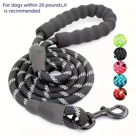 Reflective Dog Leash with Comfortable Cushioned Handle, Dual-Layer Heavy-Duty Design for Strong Dogs, Enhanced Safety and Control, No Tangle Leash