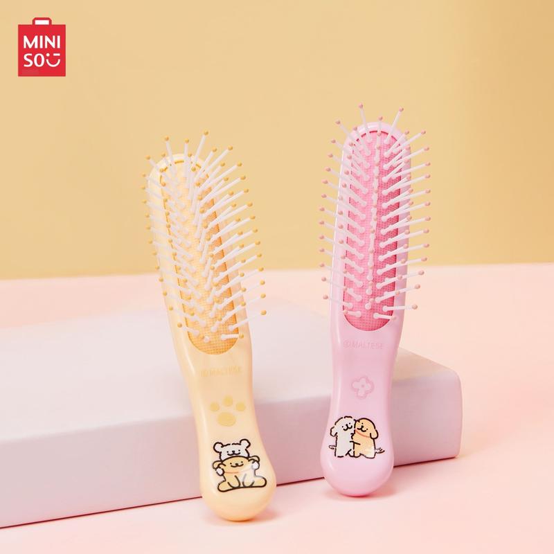 Miniso Maltese Pink Hair Brush  Gentle No-Pull Detangling for Girls Teens & Kids Perfect for Daily Use at Home School Dorm & Travel Adorable Gift