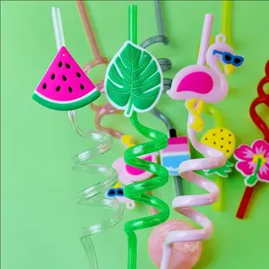 10pcs Tropical Rainforest Spiral Straws, Reusable Colorful Pet Straws for Beach Parties, Graduation Trips, Home Gatherings, Various Beverages