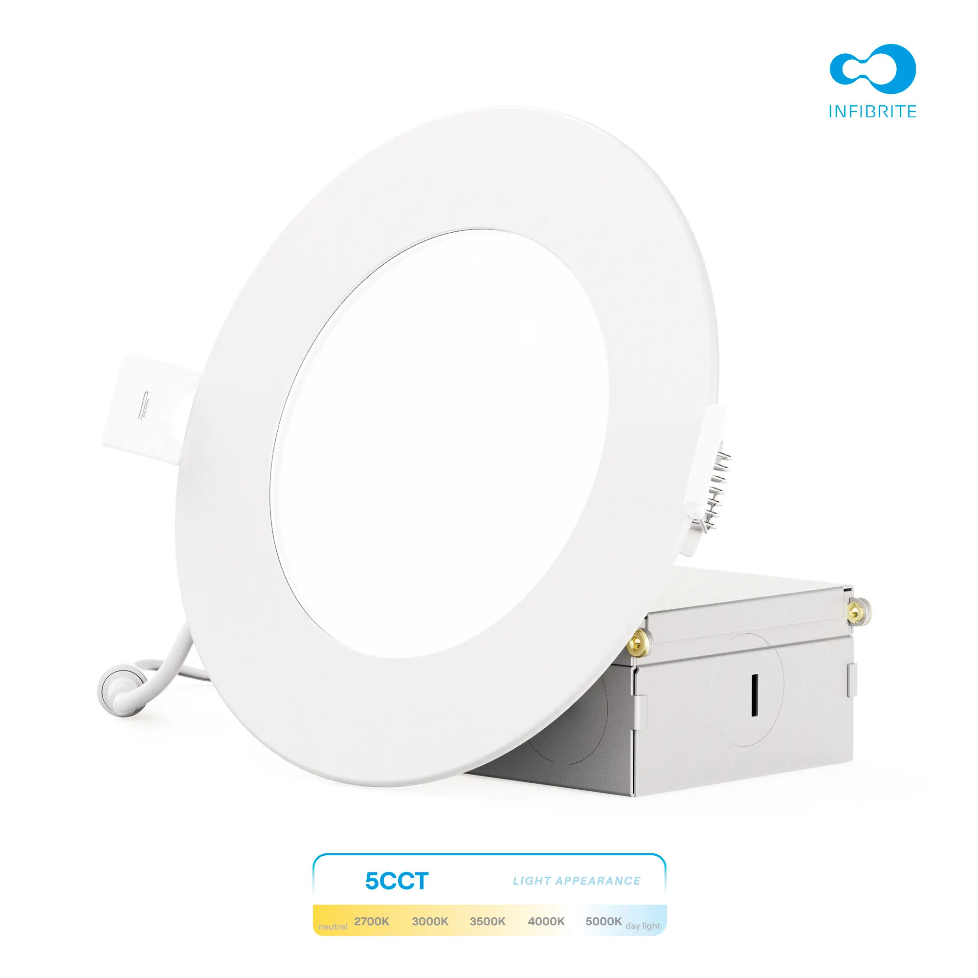4-Inch 5CCT Recessed LED Downlight, 9W, 750 Lumens, Triac Dimming, Wet Rated