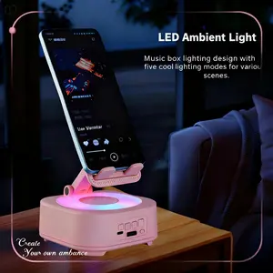 Wireless Induction Audio Bluetooth-compatible Speaker, 4-In-1 Phone Stand, Emergency Charging, Colorful Ambient Light, Foldable Design, Ideal Gift