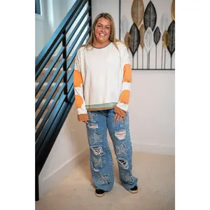 Easel Washed Terry Pullover with Shell Patches