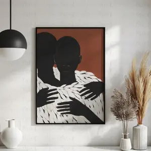 Unity in Contrast Afrocentric Black Art Silhouette Wall Art Minimalist Abstract Poster Terracotta Print Modern Home Decor Black Artwork