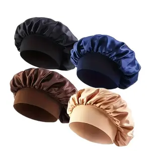 4pcs Soft & Cozy Lightweight Satin Knit Beanie Caps, Elastic Wide for Comfortable Night Sleep, Hair Protection, Gentle Scalp Care, Size Fits All, Haircare