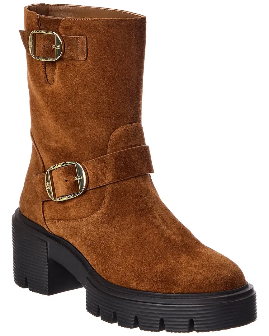 Stuart Weitzman Soho Moto Suede Bootie