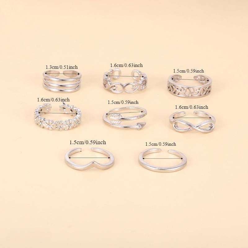 8PCS Adjustable Toe Rings for Women Open Toe Ring Knot Toe Ring Summer Beach Foot Jewelry