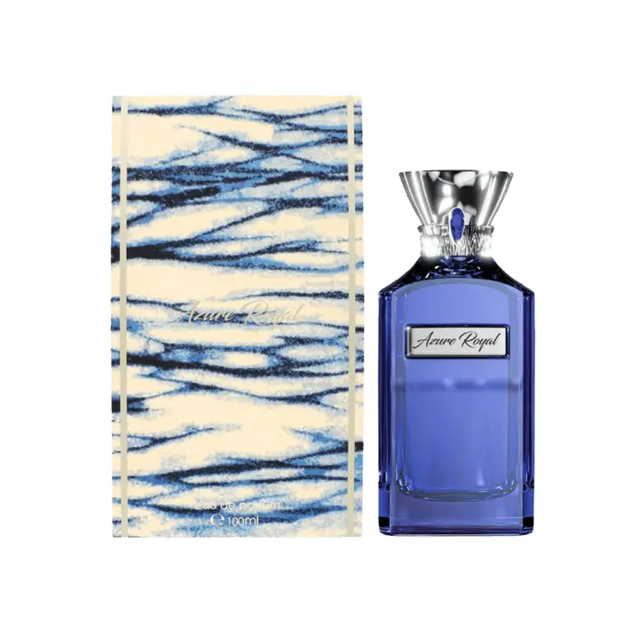 Ahmed Al Maghribi Azure Royal Eau De Parfum, Unisex Citrus Perfume with Notes of Candied Pear, Freesia & Woody Musk, Long-Lasting Scent, 100ml, Citrus Unisex Fragrance, Aromatic Luxurious Fragrance, Authentic Perfumes, Captivating Scents, Edp Spray Perfum